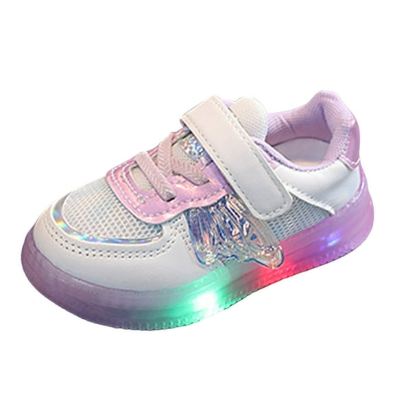 Otqutp Little Kid Breathable Shoes Children Shoes LED Light Emitting Shoes Fashion Children Sports Light Shoes Mesh Breathable Sneakers