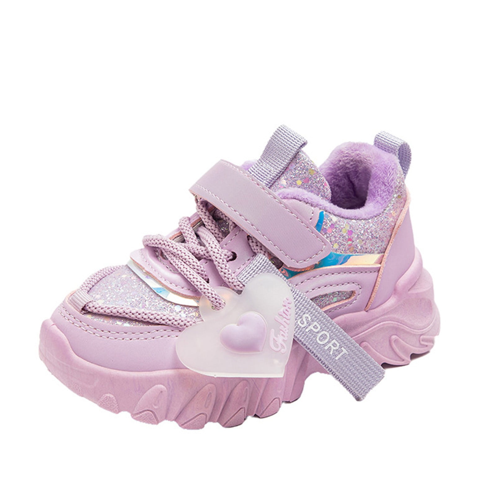 Little Kid Breathable Sneakers Anti Slip Fashion Big Kids Winter Water Proof Flat Keep Warm Sport Shoes Girls Comfortable Shoes 3-11 Years (Purple,7-8 Years)