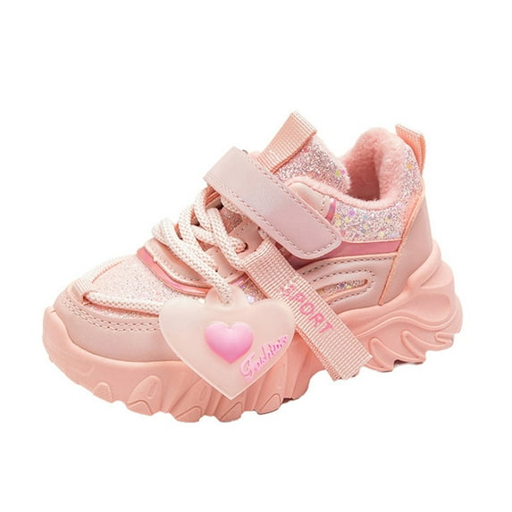 Otqutp Little Kid Breathable Sneakers Anti Slip Fashion Big Kids Winter Water Proof Flat Keep Warm Sport Shoes Girls Comfortable Shoes 3-11 Years (Red,5-5.5 Years)