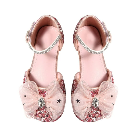 Otqutp Little Kid Round Toe Sneakers Girl Princess Sandals Baotou Soft Sole Non Slip Shoes Bow Shoes Fashion Casual Shoes 3 to 11 Years
