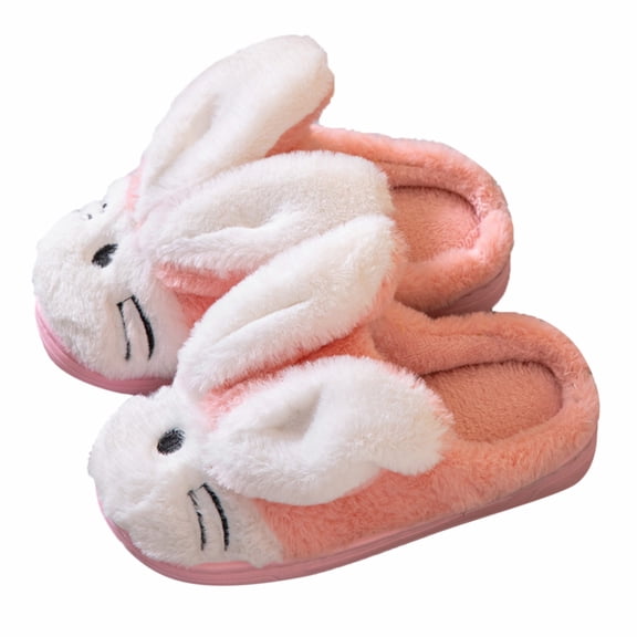 Otqutp Little Kid Soft Bottom Sneakers Kids Children's Boys Girls Cartoon Furry Shoes Indoor Home Warm Cotton Slippers for 4 to 11 Years