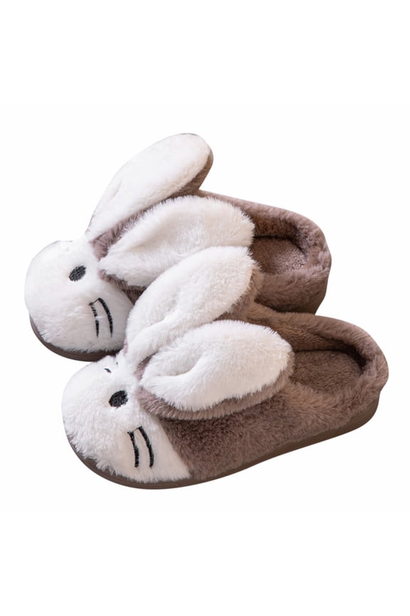 Little Kid Soft Bottom Sneakers Kids Children's Boys Girls Cartoon Furry Shoes Indoor Home Warm Cotton Slippers for 4 to 11 Years