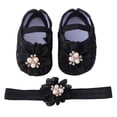 thumbnail image 1 of Otqutp Little Kid Solid Color Shoes Baby Shoes With Hair Band Fashion Soft Soled Toddler Shoes Dress Flower Princess Shoes, 1 of 6
