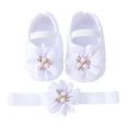 thumbnail image 1 of Otqutp Little Kid Solid Color Shoes Baby Shoes With Hair Band Fashion Soft Soled Toddler Shoes Dress Flower Princess Shoes, 1 of 7
