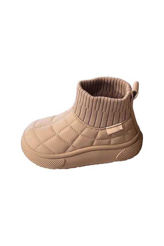 Little Kid Winter Shoes Girls Boys Warm Boots Outdoor Warm Non Slip Mid Calf Padded Small Large Children's Winter Outdoor Shoes(Bronze,9-9.5 Years)