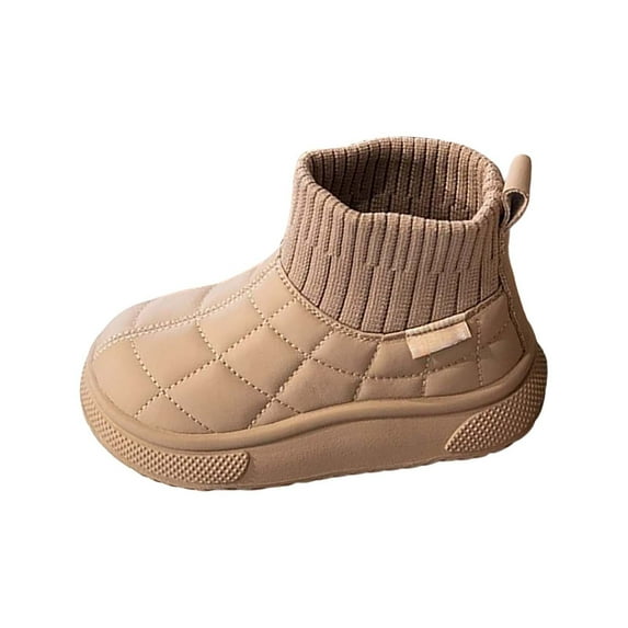 Otqutp Little Kid Winter Shoes Girls Boys Warm Boots Outdoor Warm Non Slip Mid Calf Padded Small Large Children's Winter Outdoor Shoes(Black,10-10.5 Years)