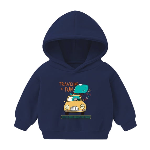 Otqutp Loose Clothes for Toddler Pullover Cartoon Girls Dinosaur Hoodie Baby Toddler Sweatshirt Tops Boys Girls Pullover Crewneck Activewear (Dark Blue,5-6 Years)