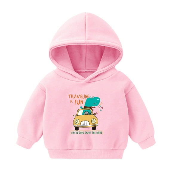 Otqutp Loose Clothes for Toddler Pullover Cartoon Girls Dinosaur Hoodie Baby Toddler Sweatshirt Tops Boys Girls Pullover Crewneck Activewear (Pink,5-6 Years)