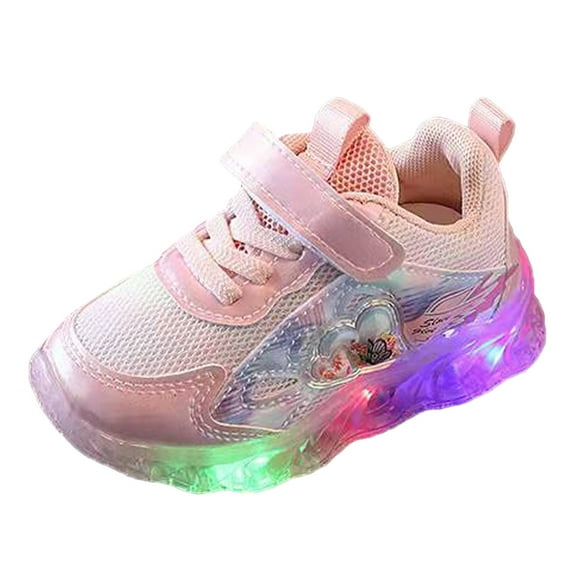 Otqutp Mesh Breathable Light up Sneakers for Toddler Baby Boys Strap First Walking Sport Shoes Lightweight Non Slip