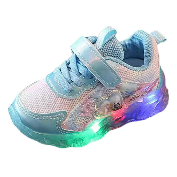 Otqutp Mesh Breathable Light up Sneakers for Toddler Baby Boys Strap First Walking Sport Shoes Lightweight Non Slip