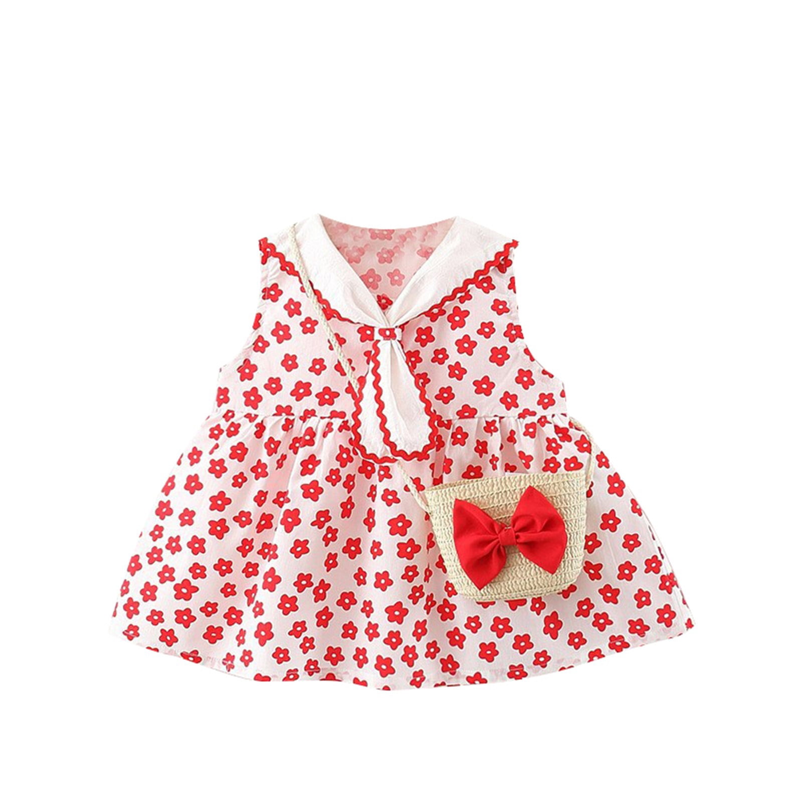 Toddler Girl Pink Check Scalloped Sundress With Light Blue Side Bows