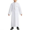 thumbnail image 1 of Otqutp Muslim Clothes for Boys Middle Eas𝘁 Ramadan Kaftan Thobe Kids 𝗜slamic 𝗠oroccan Long Sleeve Robe Prayer Clothing, 1 of 8