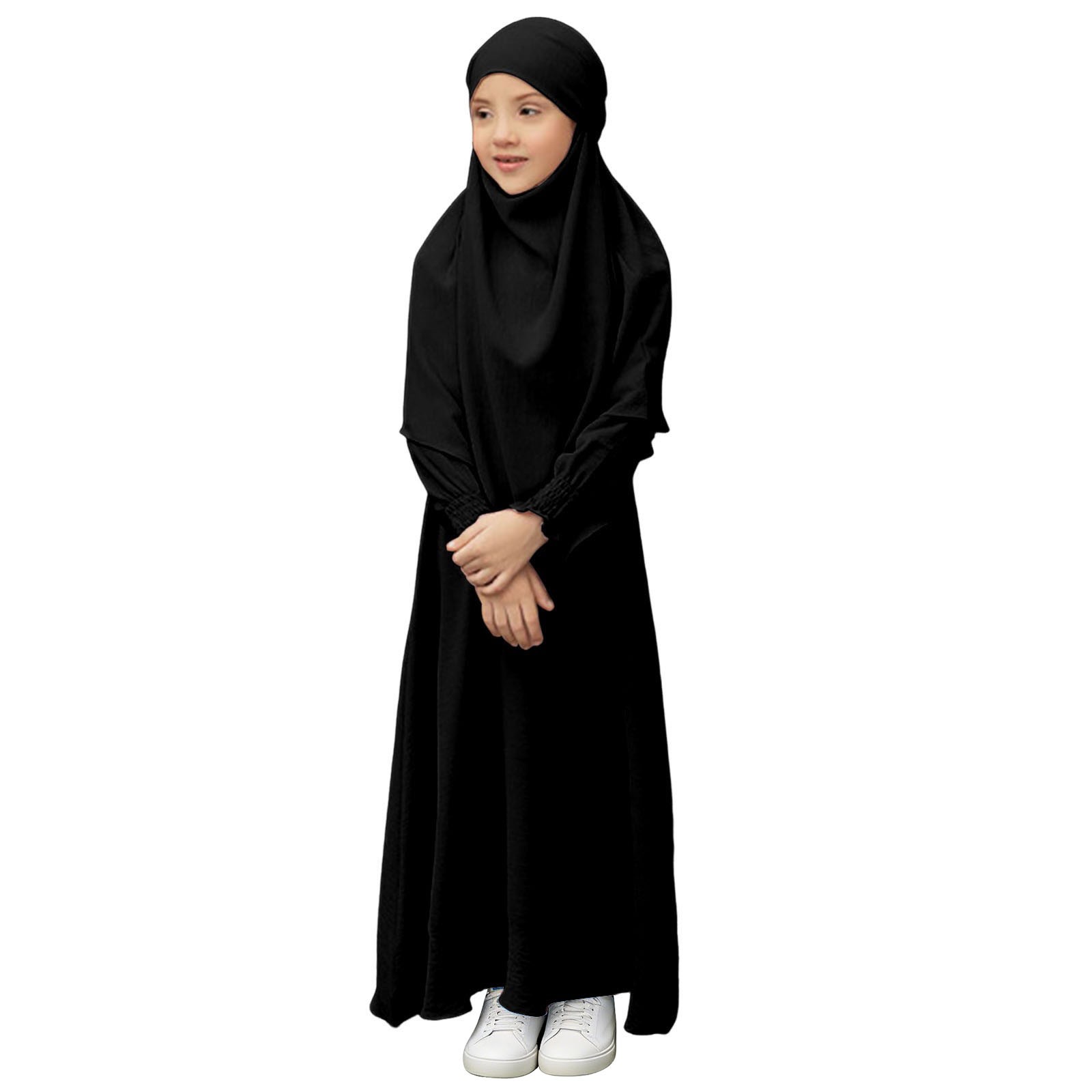 Otqutp Muslim Dress for Girls with Hijab slamic Prayer Clothes Set Dubai  Abaya Kaftan Jilbab Burqa Clothing Solid Outfits