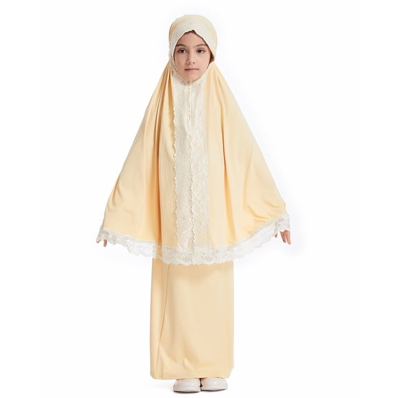 Otqutp Muslim Prayer Hijab Dress for Girls Hooded Abaya Full Cover Islam 𝗗ubai Modest Robe 𝗜slamic Ramadan Prayer Clothes