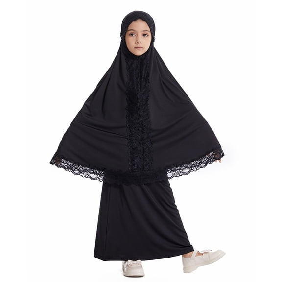 Otqutp Muslim Prayer Hijab Dress for Girls Hooded Abaya Full Cover Islam 𝗗ubai Modest Robe 𝗜slamic Ramadan Prayer Clothes