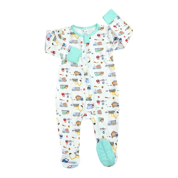 Otqutp Newborn Baby Boys Girls Cartoon Romper Zip Front Non-Slip Footed Sleeper Pajamas Autumn Winter Playsuit for 0 to 18 Months