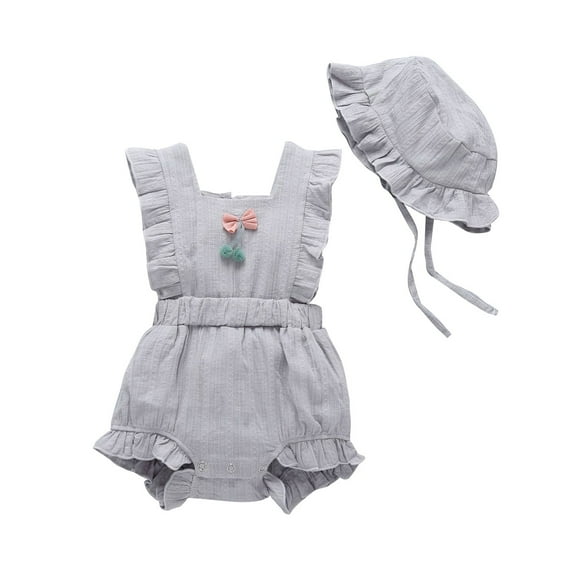 Otqutp Outdoor Playsuit for Toddler Baby Girls Clothes Lace Jumpsuit Ruffles Romper Sleeveless Bodysuit Sunsuit Outfits Set