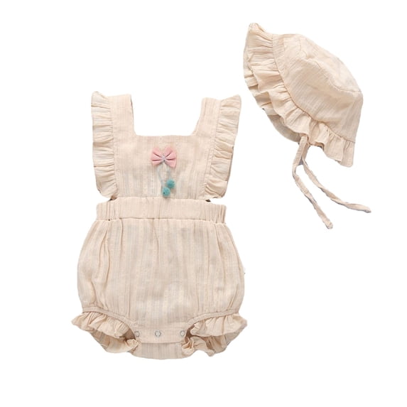 Otqutp Outdoor Playsuit for Toddler Baby Girls Clothes Lace Jumpsuit Ruffles Romper Sleeveless Bodysuit Sunsuit Outfits Set