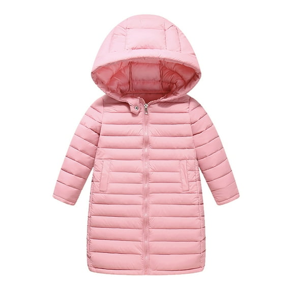 Otqutp Padded Jacket for Girls Fashion Padded Jacket for Boys Jacket for Kids Over The Knee Mid Length Coat for Winter Coat with Pocket(Red,3-4 Years)