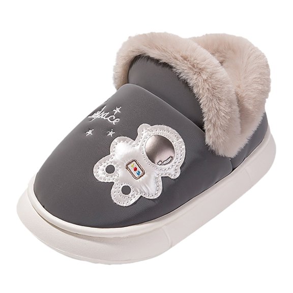 Otqutp Pageant Baby Girls Shoes Girls Cute Slippers with Memory Foam Kids Plush Warm Winter House Shoes Crib Shoes for 0 to 3 Years