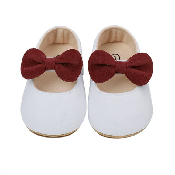 Otqutp Party Baby Girls Footwear Toddler Kids Girls Soild Colour Bowknot Princress Shoes Soft Sole The Floor Barefoot Non Slip First Walkers Prewalker Shoes