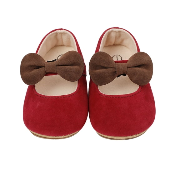 Otqutp Party Baby Girls Footwear Toddler Kids Girls Soild Colour Bowknot Princress Shoes Soft Sole The Floor Barefoot Non Slip First Walkers Prewalker Shoes