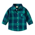 thumbnail image 1 of Otqutp Pocket Blouse for Toddler Boys Fall Spring Long Sleeve Plaid Shirt Lapel Button Down Tops Gentleman Tops Everyday School Wedding Flower Boys Outfits(Green-1,3-4 Years), 1 of 4