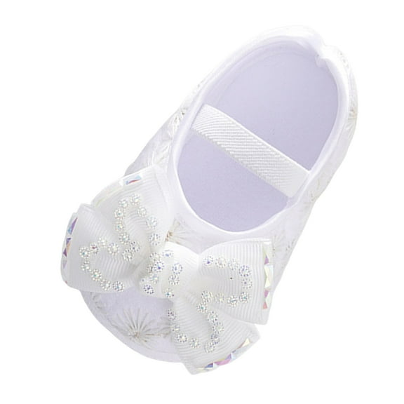 Otqutp Princess Flower Girls Footwear Baby Lightweight Anti-Slip Shoes Fashion Soft Sole Toddler Shoes Pearl Dress Flower Princess Shoes Toddler Shoes
