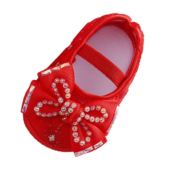 Otqutp Princess Flower Girls Footwear Baby Lightweight Anti-Slip Shoes Fashion Soft Sole Toddler Shoes Pearl Dress Flower Princess Shoes Toddler Shoes
