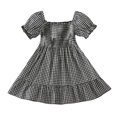 thumbnail image 1 of Otqutp Princess Sundress for Baby Girls Outfits Toddler Girls Short Sleeve Plaid Prints Ruffles Princess Dress Clothes, 1 of 1