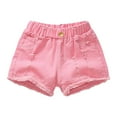 thumbnail image 1 of Otqutp Quick Drying Short Pants for Kids Kids Denim Shorts With Pocket Girls Solid Color High Elastic Waist Ripped Jeans for 1 to 8 Years, 1 of 8