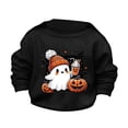 thumbnail image 1 of Otqutp Round Neck Pullovers for Children's Boys Girls Fashion Halloween Cute Little Bats and Pumpkin Printed Round Neck Sweater Autumn Hoodie Sweatshirt (Black,7-8 Years), 1 of 5