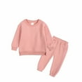 thumbnail image 1 of Otqutp Round Neck Pullovers for Unisex Baby Children's Long Sleeved Pants Set Sweater Pants Set Kids Boys Girls Fall Winter Clothes(Pink,3-4 Years), 1 of 9