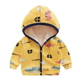 thumbnail image 1 of Otqutp Round Neck Round Neck for Baby Boys Girls Hooded Padded Long Sleeve Button Up Jacket Car Striped Polka Dot Pattern Tops Fall Casual Clothes(Yellow,6-12 Months), 1 of 5