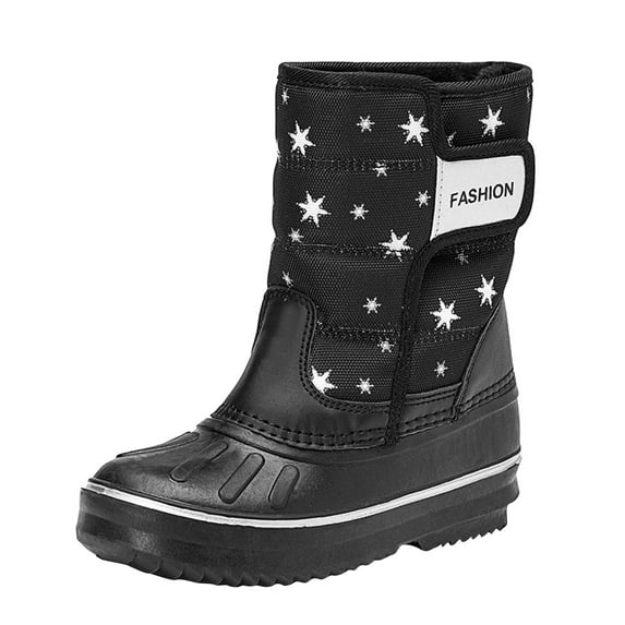 Otqutp Round Toe Boots for Toddler Children Boots Snow Boots Girls Boys Outdoor Boots Non Slip Warm Boots Cotton Snow Boots 6-16Years(Black,6-7 Years)