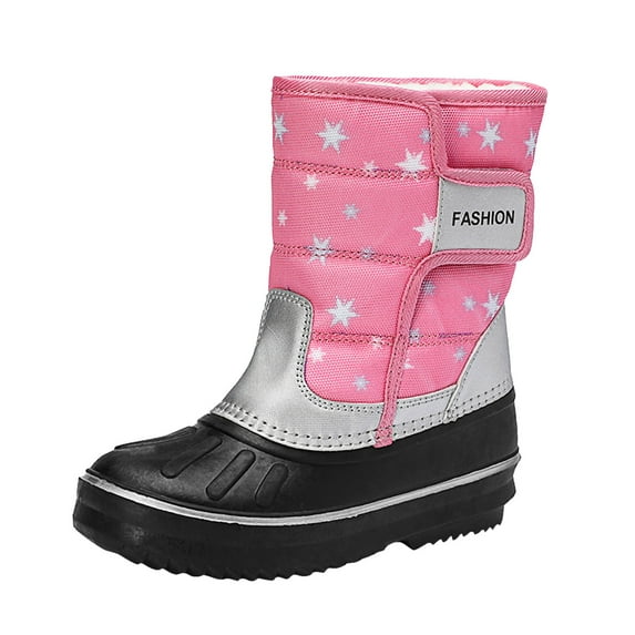 Otqutp Round Toe Boots for Toddler Children Boots Snow Boots Girls Boys Outdoor Boots Non Slip Warm Boots Cotton Snow Boots 6-16Years(Pink,6-7 Years)