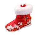 thumbnail image 1 of Otqutp Round Toe Shoes for Toddler Girls Shoes Butterfly Embroidered Warm Cotton Boots Embroidered Boots National Style Boots Princess Cotton Boots(Red,3-3.5 Years), 1 of 9