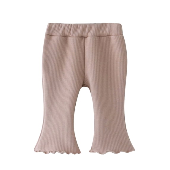 Otqutp Running Leggings for Children Kids Baby Girls Ribbed Solid Ribbed Plaid Ruffled Pants Toddler Trousers Leggings Clothes