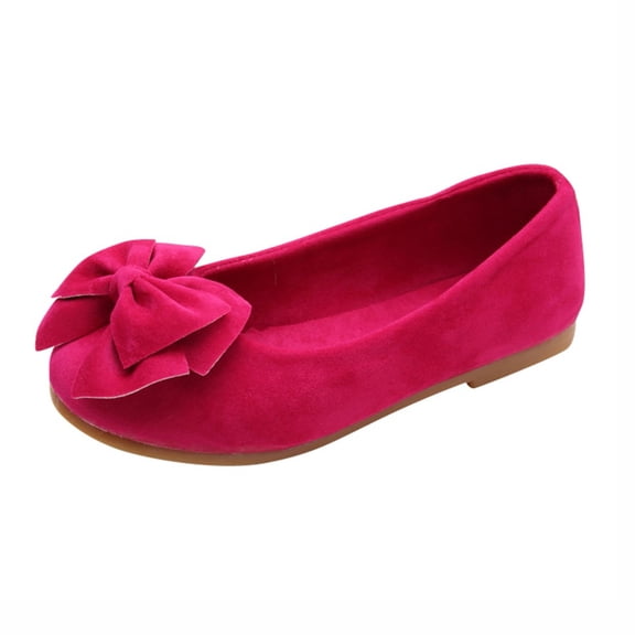 Otqutp Running Shoes for Children Casual&nbsp;Shoes Kid Baby Girls Solid Bowknot Student Single Soft Dance Princess Anti Slip Shoes for 1 to 6 Years