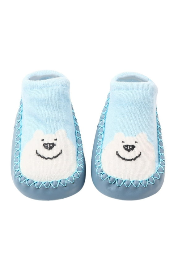 Running Shoes for Girls Korean Version Low Top Toddler Shoes and Socks Children's Baby Floor Boat Socks Slipper Hole Bow Leather Socks Slipper