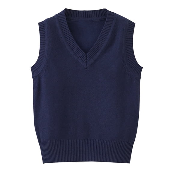 Otqutp Sleeveless Knit Vest for Toddler Kids Boys V Neck Solid Basic Waistcoat Autumn Winter School Uniform Warm Sweaters Gilet