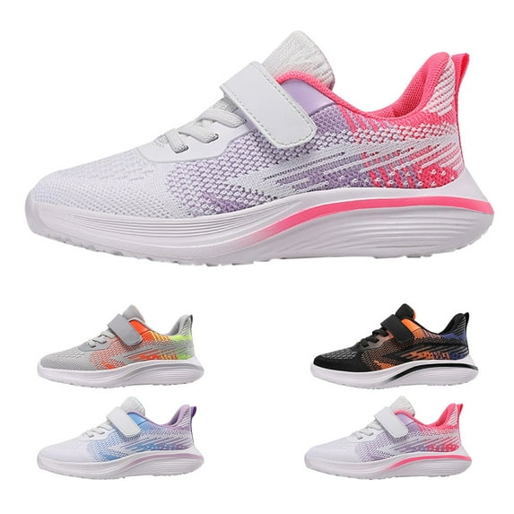 Otqutp Sneakers for Boys Girls Non-Slip Lace Up Lightweight Breathable Running Shoes Adjustable Strappy Outdoor Tennis Shoes