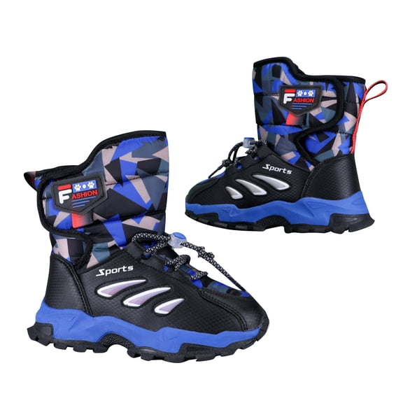 Otqutp Snow Boots for Kids Boys Girls Chunky Hiking Shoes Water Resistant Faux Fu𝗿 Lined Cold Weather Outdoor Warm Shoes