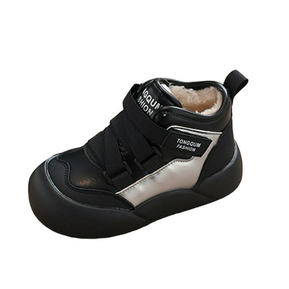 Otqutp Snow Boots for Kids Cozy Fleece Warm Booties Non Slip Plush Faux Fu𝗿 Lined Sneakers 2025 Cold Weather Outdoor Shoes