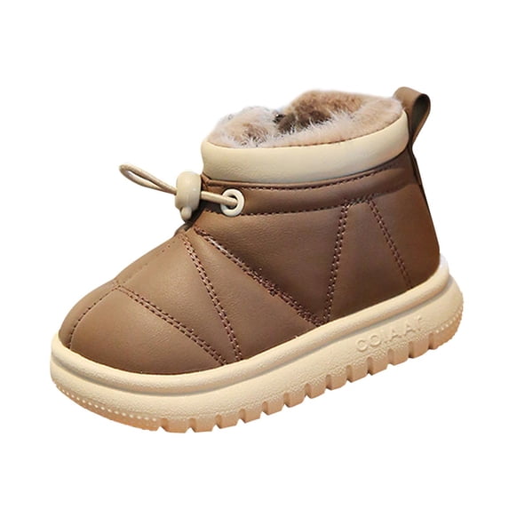 Otqutp Snow Boots for Toddler Bear Print Hook and Loop Rubber Sole Footwear Baby Boys Girls Winter Warm Non-Slip Walking Shoes