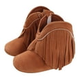 thumbnail image 1 of Otqutp Soft Bottom&nbsp;Boots for Baby Winter Children Baby Boots Boys and Girls Ankle Boots Flat Bottom Non Slip Comfortable Solid Color Side Zipper Tassel(Brown,0-6 Months), 1 of 8