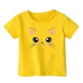 thumbnail image 1 of Otqutp Soft Cotton Cat Print T-Shirt - Girls Loose Fit Casual Top, Kids Summer Short Sleeve Playwear for Toddlers 1-10 Years, 1 of 4