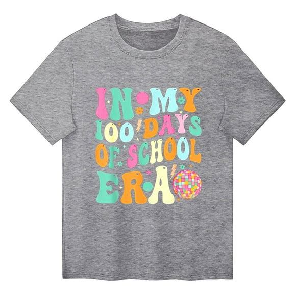 Otqutp Soft Cotton Letter Print Kids T-Shirt - Loose Fit Casual Short Sleeve Tops, Summer Breathable for Boys and Girls 2-14 Years