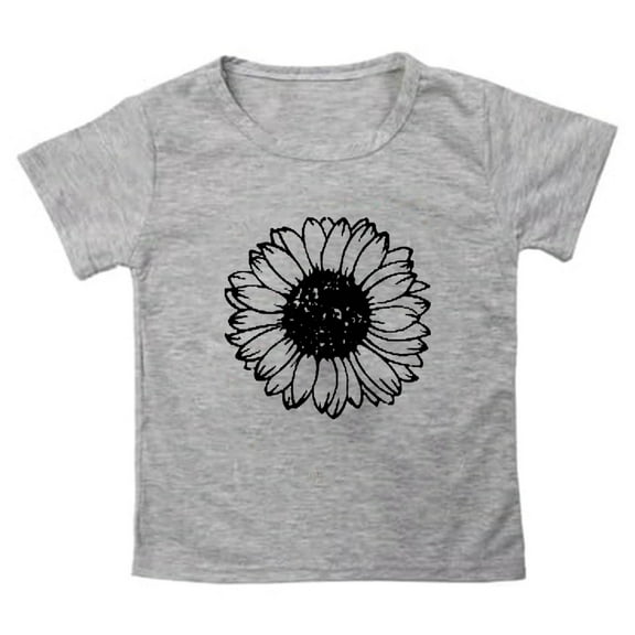 Otqutp Soft Cotton Sunflower Graphic T-Shirt for Kids - Unisex Round Neck Short Sleeve Casual Top, Summer Tees for Boys and Girls