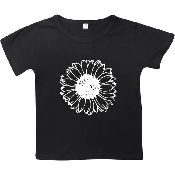 Otqutp Soft Cotton Sunflower Graphic T-Shirt for Kids - Unisex Round Neck Short Sleeve Casual Top, Summer Tees for Boys and Girls